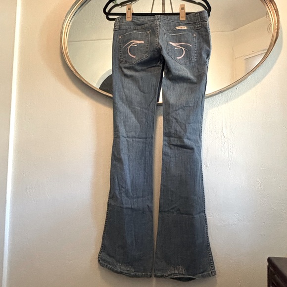 Frankie B. Denim - Purple and silver F pocket jeans